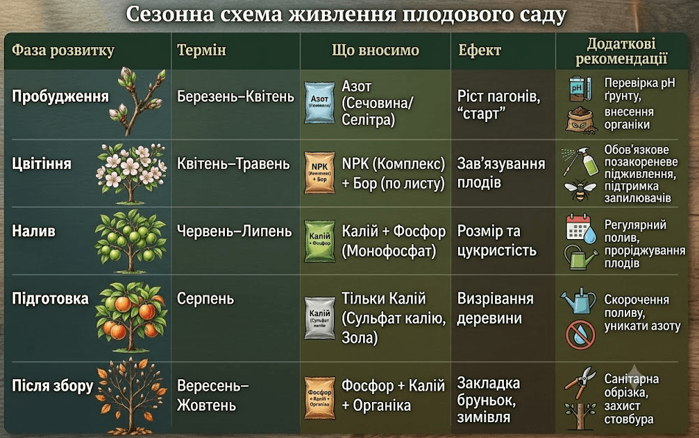 Підживлення плодових дерев