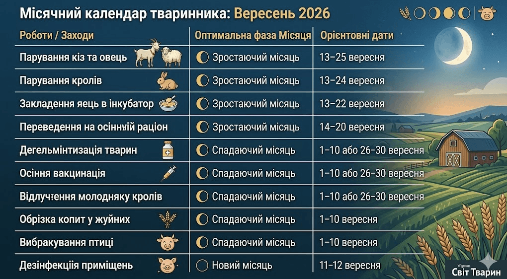 Місячний календар вересня 2026
