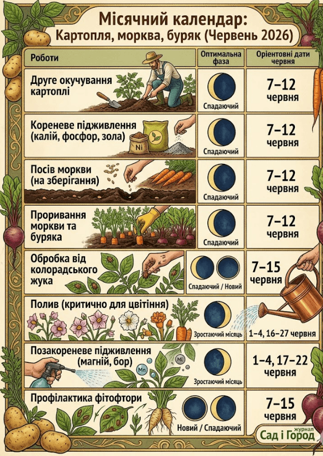 Місячний календар червня 2026